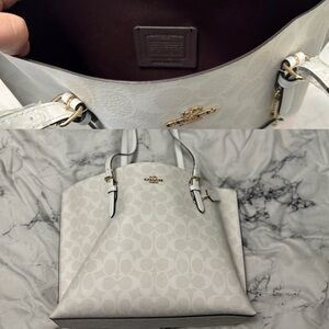 Coach White Monogram Tote Bag with Silver Hardware